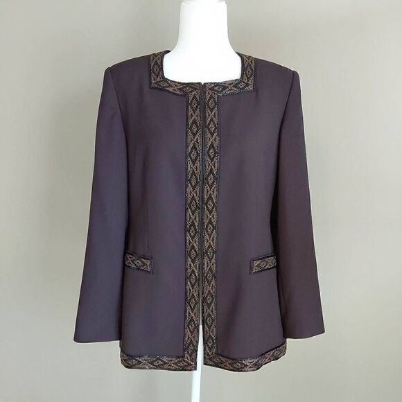 John Meyer of Norwich Jacket Sz 10 Brown with Beading - Picture 1 of 10